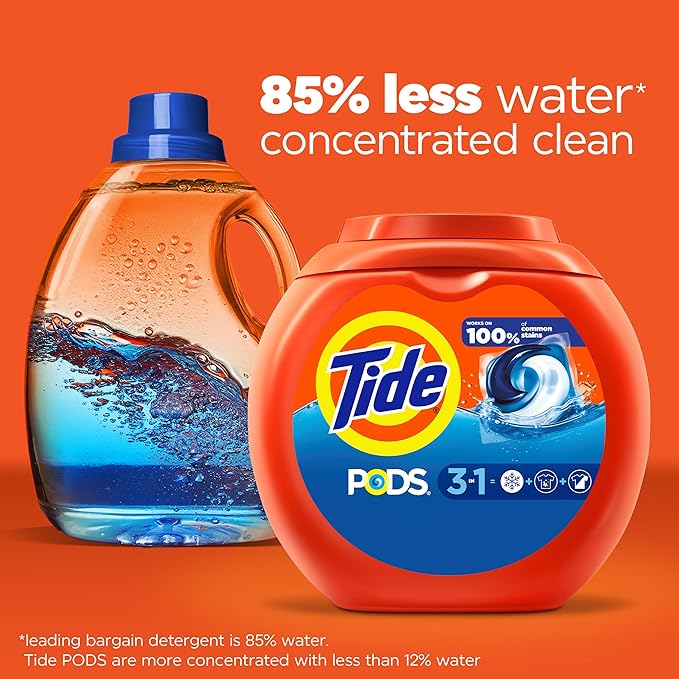 Tide PODS laundry detergent pacs, 3-in-1 Stain Remover, Odor Fighter, Color Protector, 76 Count, HE compatible, Original Scent