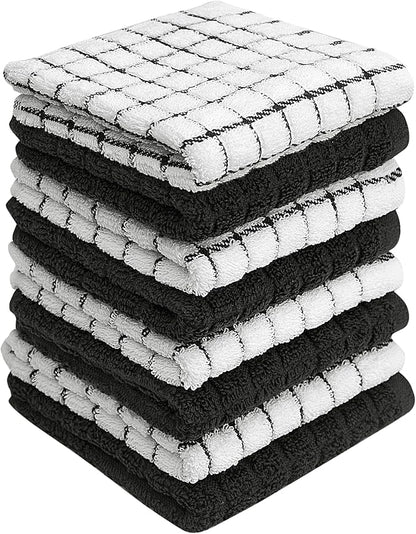 Bumble Dish Cloths (8 Pack) | 12" x 12" | 100% Cotton Kitchen Towels | 405 GSM | Soft, Highly Absorbent & Durable Dish Towels for Kitchen | Black