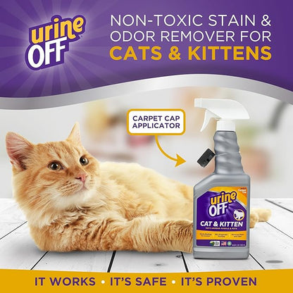 urineOFF Kitten & Cat Odor & Stain Remover | Fresh Scent Carpet Cleaner Spray | Bio Enzymatic Stain & Urine Odor Eliminator | Pet Safe Cleaner | 16.9 oz.