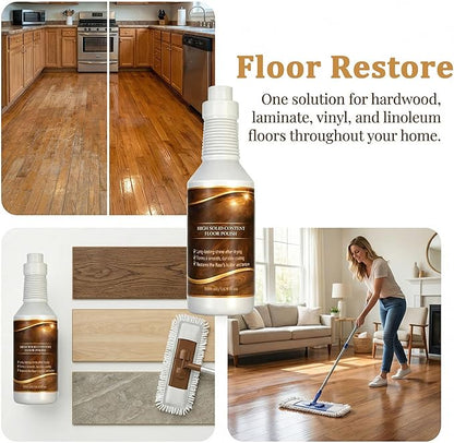 Floor Restore Cleaner, High Solid Content Floor Polish, Multi-Surface Shine Enhancer for Wood, Laminate, Vinyl & Tile Floors 500 ML/17.63 OZ (1)