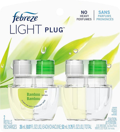 Febreze LIGHT Fade Defy PLUG Air Freshener, Bamboo, (2) .87 fl. oz. Oil Refill
