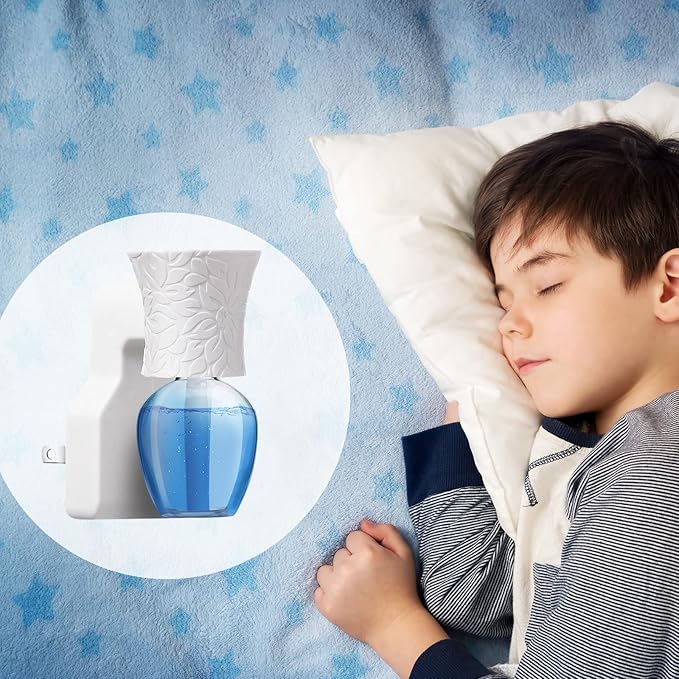 Sratte 4 Pieces Plug in Essential Oil Diffuser 6 Pieces Empty Bottles for Spreading Scent Aromatherapy Essential Oils Home Bedroom Room Air Freshener Wall Diffuser
