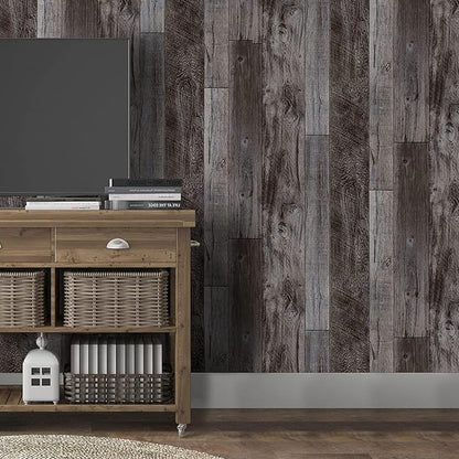 Yun-aeon Gray Wood Peel and Stick Wallpaper 17.3" X 400" Self Adhesive Wallpaper Backsplash Line Removable Wall Paper Bathroom Old Furniture Renovation Furniture