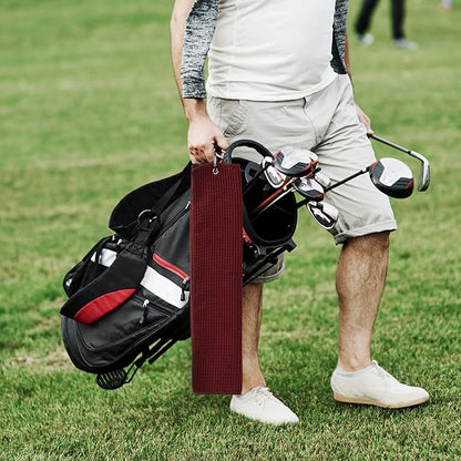 Mile High Life Premium Waffle-Weave Golf Towel | 16" X 24" | Extra Absorbent & Quick-Dry | Ultra-Soft Microfiber | Carabiner Clip | Multi-Color Options | Golf Accessory for Men & Women, Wine Red