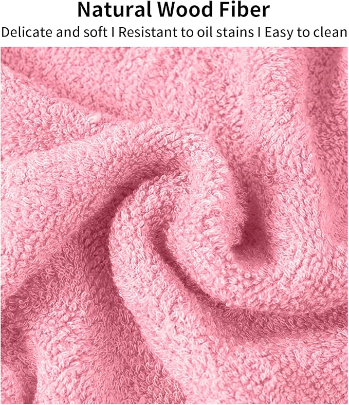 Bamboo Microfiber Cleaning Cloth,8 or 10Pcs Reusable Kitchen Wash Cloths,Wood Towels for Kitchen Window Glass Car (Pink,10inch, 8pcs)