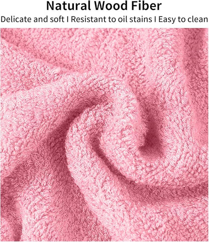 Bamboo Microfiber Cleaning Cloth,8 or 10Pcs Reusable Kitchen Wash Cloths,Wood Towels for Kitchen Window Glass Car (Pink,10inch, 8pcs)