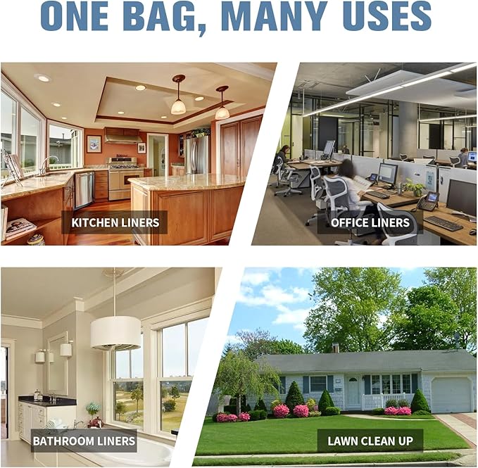 20 Gallon Trash Bags Fit 20-21 Gal, Extra Strong Large Garbage Bags w/Drawstring (102 Count) Heavy Duty Plastic Trash Liners for Kitchen Commercial Office Lawn, Clear