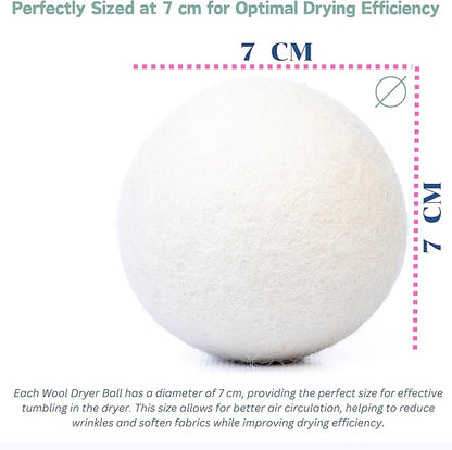 Wool Dryer Balls (Pack of 6) - Natural Fabric Softener, Reusable, Reduces Wrinkles, Saves Drying Time - Superior to Plastic Balls and Liquid Softener-Laundry Dryer Ball