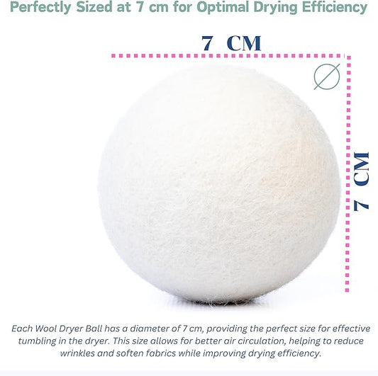 Wool Dryer Balls (Pack of 6) - Natural Fabric Softener, Reusable, Reduces Wrinkles, Saves Drying Time - Superior to Plastic Balls and Liquid Softener-Laundry Dryer Ball
