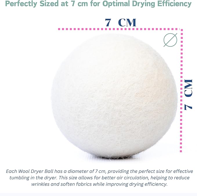 Wool Dryer Balls (Pack of 3) - Natural Fabric Softener, Reusable, Reduces Wrinkles, Saves Drying Time - Superior to Plastic Balls and Liquid Softener-Laundry Dryer Ball