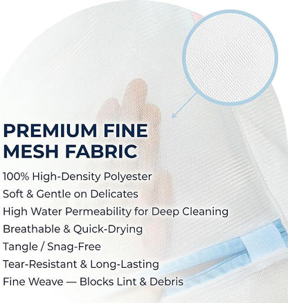 6 Pack Mesh Laundry Bags for Delicates with Auto-Lock Zipper, Durable Fine Washing Bag for Lingerie, Socks, Baby Clothes, Reusable Garment Bags for Travel, Storage & College Dorm (1L 2M 2S 1Bra Bag)