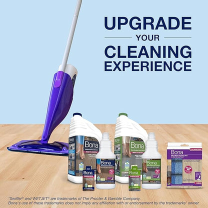 Bona Hardwood Floor Cleaner Bottle for use with Swiffer WETJET Spray Mop, Cedar Wood Scent, makes 64 Fl Oz - Includes Filled Bottle + Concentrate Refill for Wood Floor Cleaning
