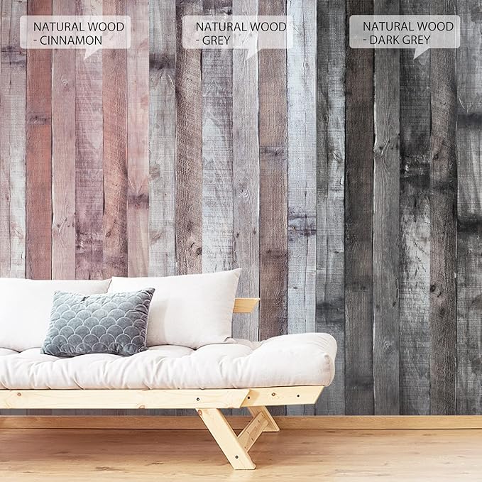 Yun-aeon Natural Wood-Cinnamon Wood Contact Paper Peel and Stick Wallpaper 17.3"x 120"Self Adhesive Removable Vintage Faux Wood Wall Paper Plank Shelf Home Decoration Kitchen Counter Cover Use