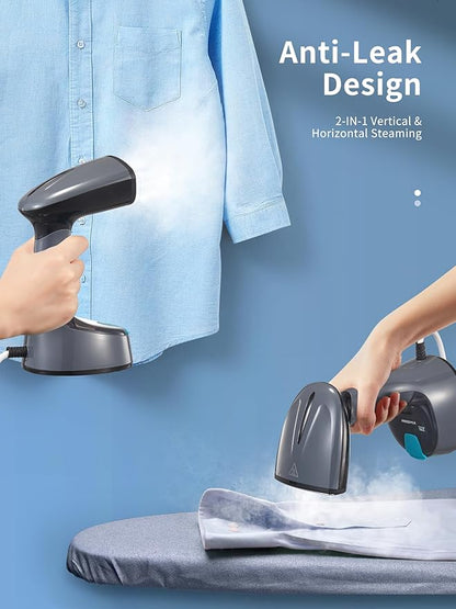 Reemix Steamer for Clothes, Folding Handheld Design Garment Wrinkles Remover, 20g/min Strong Penetrating Steam, 25-Sec Fast Heat-up, for Home, Office and Travel (Dark Gray)