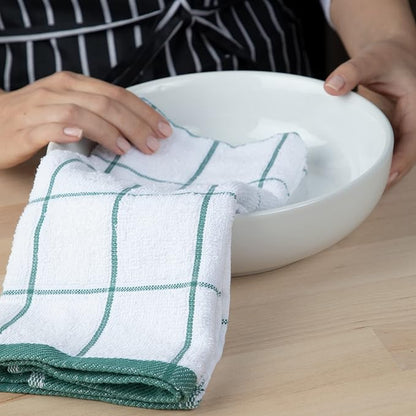 Arkwright Kitchen Tea Towels - (Bulk Case of 144) Soft, 100% Cotton Terry Dishcloths, Highly Absorbent & Quick Dry, Hand Washcloths for Washing, Drying, and Cleaning, 15 x 25 in, Green