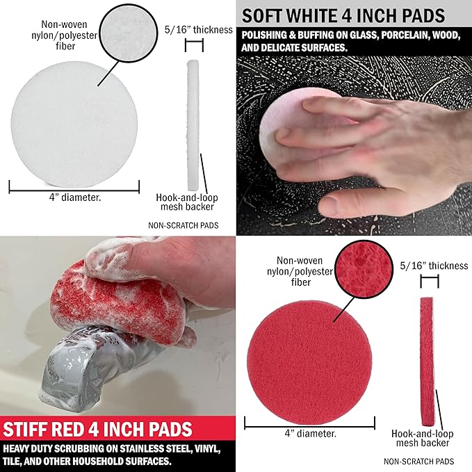 Multipurpose Cleaner Paste and Power Scrubber Kit for Household Cleaning - Bathtub Cleaner - Toilet Brush Cleaning Products - Grout & Tile Cleaner - Hard Water Stain Remover - Bathroom Cleaning Tools