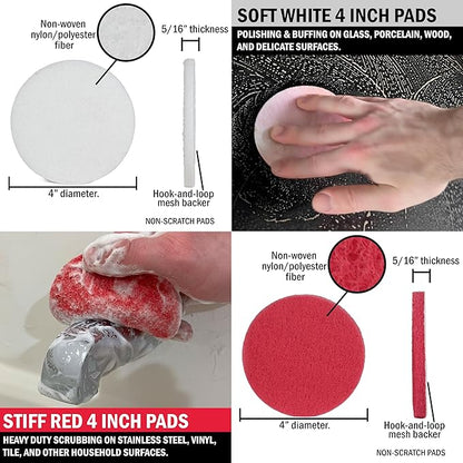 Multipurpose Cleaner Paste and Power Scrubber Kit for Household Cleaning - Bathtub Cleaner - Toilet Brush Cleaning Products - Grout & Tile Cleaner - Hard Water Stain Remover - Bathroom Cleaning Tools