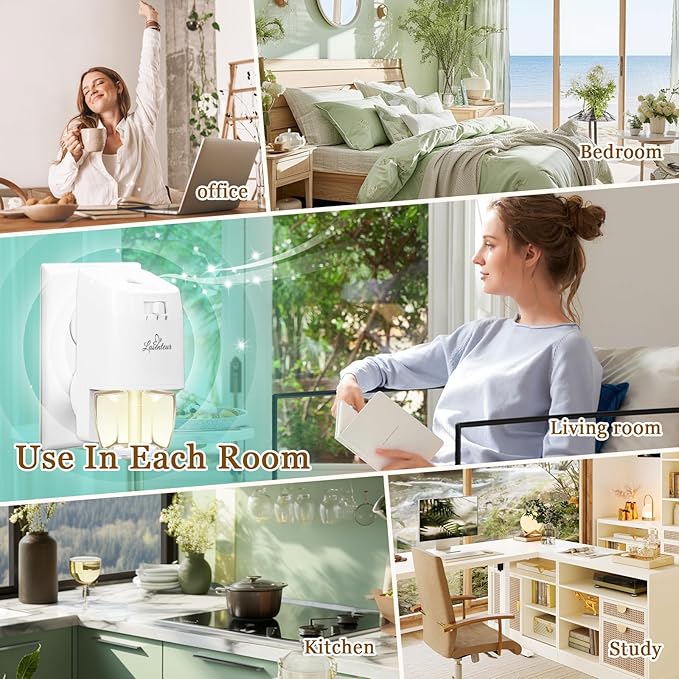 Plug In Refills Air Freshener 12 Pack – Ocean Breeze, Fresh Linen, Bohemia Forest, Winds in Summer, Scented Refill for Home, Bathrooms Use, Compatible with Air Wick & Glade, Not for Glade Plus