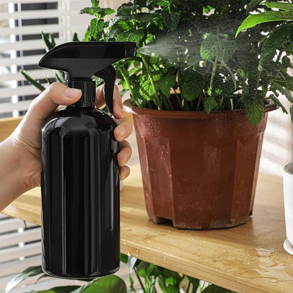 UUJOLY 17 oz Plastic Spray Bottle Trigger Empty Spray Bottles Clear Refillable Container for Water, Essential Oils, Hair, Cleaning Products, Adjustable Head Sprayer and Stream, Black, 2 Pack