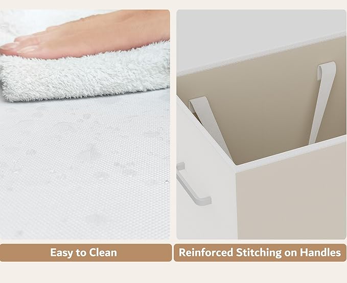 Double Pull-Out Laundry Hamper Cabinet; 90L Laundry Basket for Bathroom,Laundry Room; Laundry Sorter with 2 Pull-Out and Removable Bags