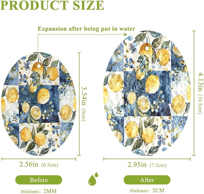 Lemon Plaid Kitchen Scrub Sponges, Pop-up Kitchen Cleaning Sponges Reusable Dish Washing Sponges for Bathroom Household Cleaning 3 Pack - Non Scratch Scrubber
