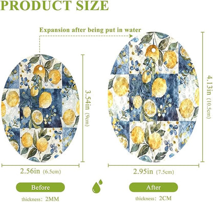 Lemon Plaid Kitchen Scrub Sponges, Pop-up Kitchen Cleaning Sponges Reusable Dish Washing Sponges for Bathroom Household Cleaning 3 Pack - Non Scratch Scrubber