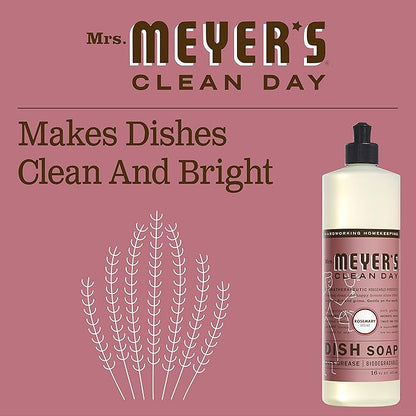 Mrs. Meyer's Clean Day Liquid Dish Soap, Rosemary, 16 Ounce Bottles, 3pk