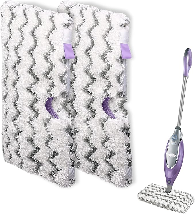 2 Pack Steam Mop Replacement Pads, Microfiber Steam Mop Pads with Scrub Strips, Compatible with Shark Steam Pocket Mop S3500 Series (S3501, S3601, S3901), Washable Pads for Sealed Hard Floors