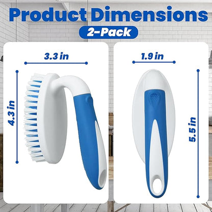 PHYEX Scrub Brush, 2 Pack Household Cleaning Brushes with Stiff Bristles, Scrubbing Brush for Carpet, Shower, Bathtub, Kitchen, Pool Tile, Bathroom Scrubber, Small
