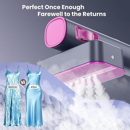Steamer Clothes Clothing Handheld Garment - for Hand Held Steamers Travel Steam Genie Portable Curtain Vacuum Vertical Cloth，90° Automatic Rotation Function, 3 Gear Settings，Safety Protection System