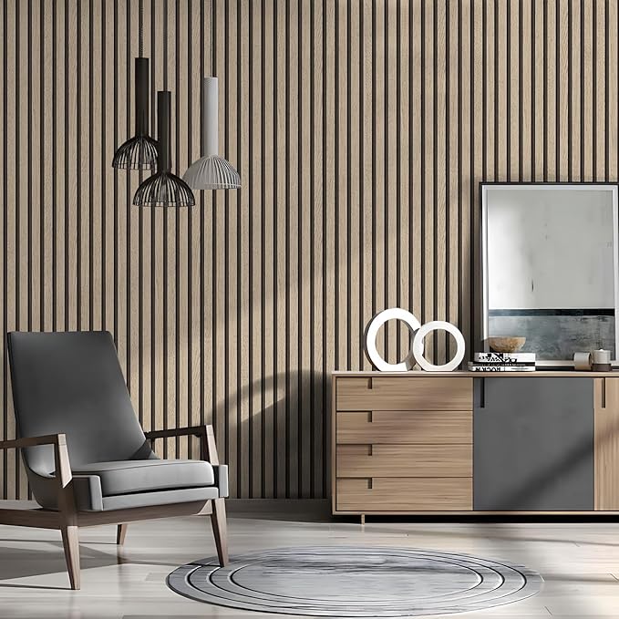 myforHD Wallpaper Peel and Stick Wood Grating Stripe Self-Adhesive Wallpaper Faux Wood Contact Paper Wood Slats Self Adhesive Wall Paper PVC Vinyl Film Removable Waterproof 17.3" x 118"