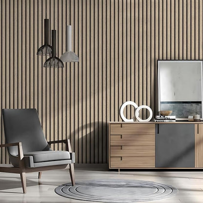 myforHD Wallpaper Peel and Stick Wood Grating Stripe Self-Adhesive Wallpaper Faux Wood Contact Paper Wood Slats Self Adhesive Wall Paper PVC Vinyl Film Removable Waterproof 17.3" x 393"