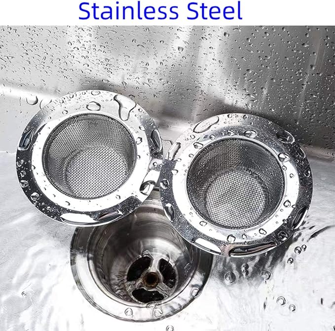 2 Pack 4.5" Kitchen Sink Drain Strainers, Stainless Steel Drain Cover with Anti Clogging Mesh, Thicken Edge