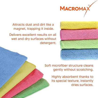 Microfiber Cleaning Cloth – Pack of 10 – Ultra Absorbent Lint‑Free Reusable Towels for Kitchen, Glass, Counters, Furniture – Soft Non‑Scratch Microfiber