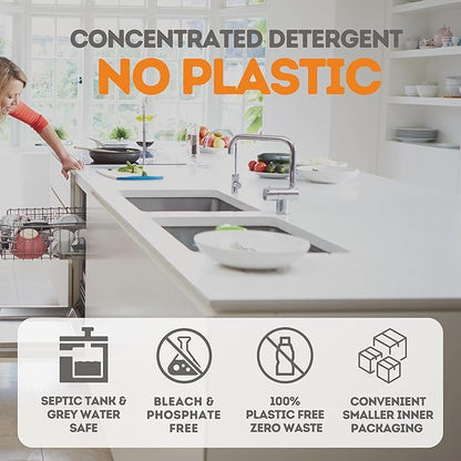 Dishwasher Detergent Sheets & Dishwasher Cleaner Tablets, Concentrated Dish Washing Liquid, Dishwasher Cleaner & Deodorizer, 60 Sheets & 4 Tablets, Septic Safe, Dishwasher or Sink