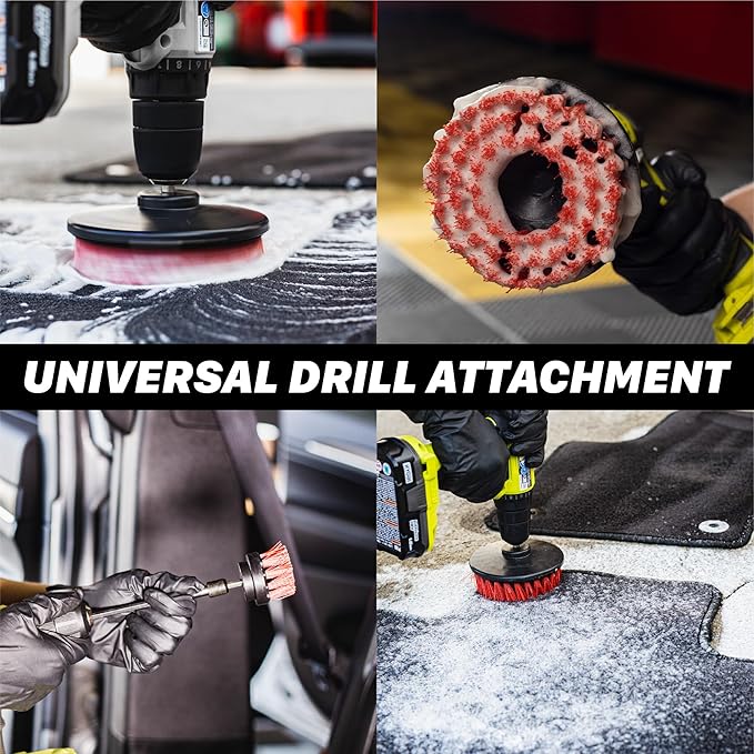 Maxshine 5" Universal M8 Medium-Duty Drill Brush for Upholstery & Carpet – Power Scrubber Attachment for Car Detailing, Fabric & Home Cleaning – Deep Cleaner Removes Stains & Grime