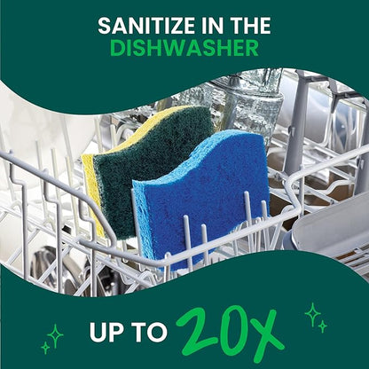 Scotch-Brite Heavy Duty Scrub Sponge, 24 Kitchen Sponges Designed for Tough Messes in the Kitchen that Last 3X Longer*, Best for Cast Iron Skillets and Outdoor Grills, Flexible, Durable, and Strong