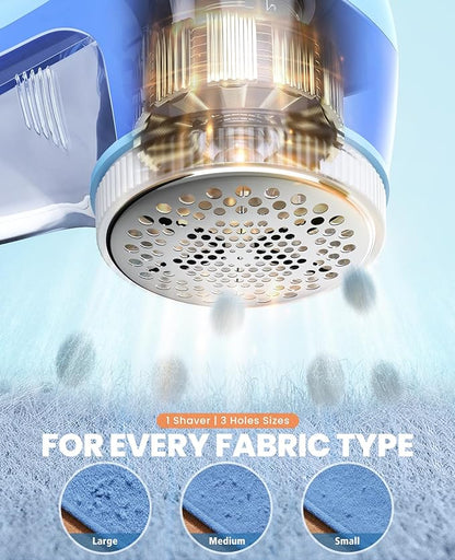 POPCHOSE Fabric Shaver, Lint Remover for Clothes, Electric Lint Shaver with 6-Leaf Blades, Sweater Shavers to Remove Pilling for Clothing, Couch, Furniture, Fuzz, Lint Ball, Bobbles, Blue-Cyan