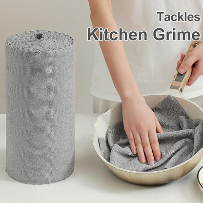 Jessy Home 80 Pack Reusable Paper Towels Grey Microfiber Cleaning Cloth Roll 12"x12" Microfiber Towels for Cars, Tear Away Cloth, Lint Free Rags for House, Kitchen,Window,Cleaning Supplies