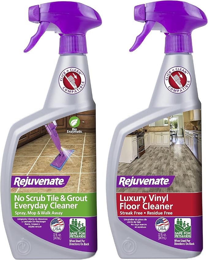 Rejuvenate Luxury Vinyl Floor Cleaner and No Scrub Tile Grout Everyday Cleaner