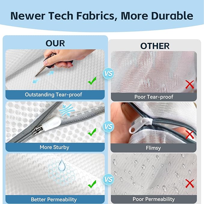 Honeycomb Mesh Laundry Bags For Delicates With Zipper,Washing Bag For Socks, Small Laundry Bag For Delicates, Underwear, Tshirts, Swimsuit, Baby Clothes, Lingerie Bag For Socks (12"x16" 3pcs)