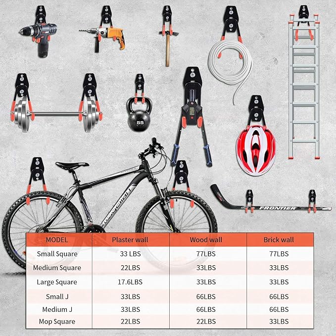 26 Pack Heavy Duty Garage Hooks with 2 Extension Straps, Triple Welded Wall Mount Utility Hangers, 100 Lbs Capacity Utility Hook Tool Organizer for Garage Makeover, Garden, Shed, Hose