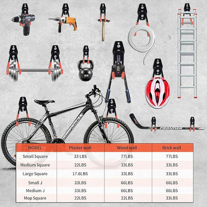26 Pack Heavy Duty Garage Hooks with 2 Extension Straps, Triple Welded Wall Mount Utility Hangers, 100 Lbs Capacity Utility Hook Tool Organizer for Garage Makeover, Garden, Shed, Hose