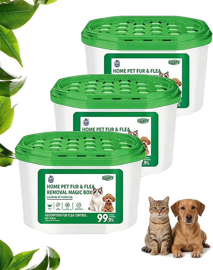 Home Pet Fur & Odor Removal Magic Box, 360° All-Round Airborne Hair Collector, Full-Angle Floating Fur & Dander Trap, Powerful All-Direction Pet Hair Removal and Deodorization (3 PCS)