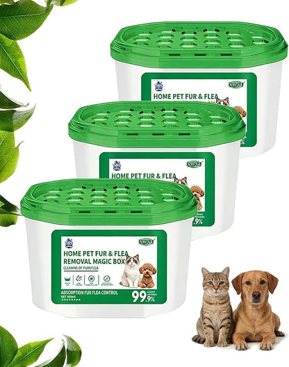 Home Pet Fur & Odor Removal Magic Box, 360° All-Round Airborne Hair Collector, Full-Angle Floating Fur & Dander Trap, Powerful All-Direction Pet Hair Removal and Deodorization (3 PCS)
