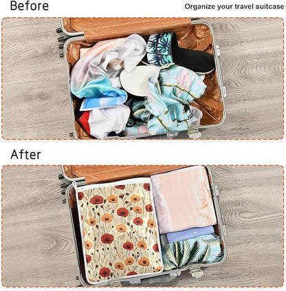 Mesh Laundry Bags Lingerie Bags for Washing Delicates 2 PCS Durable Wash Bag with Zipper Small and Medium Washable Cute Poppy Flowers Beige