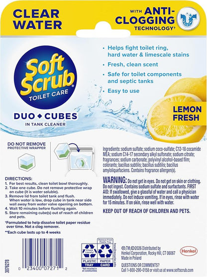 Soft Scrub In-Tank Toilet Cleaner Clear Water DuoCubes, 4ct, Lemon Fresh