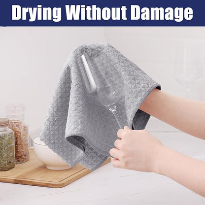 Homaxy Microfber Wafle Weave Kitchen Dish Cloths, 12 x 12 Inch Ultra Absorbent and Solid Color Dish Towels for Kitchen Fast Drying Dishcloth for Washing Dishes, 6 Pack, Gray