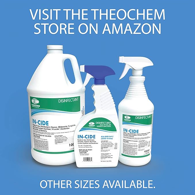 In-Cide EPA Registered Disinfectant Spray - Kills 99.9% of Germs, Mold, Mildew and MRSA - Multi-Surface Cleaner for Home, School & Hospital - Fresh Scent - 32 oz (2 Pack)