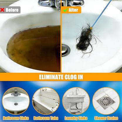 EastLink 30-Inch Reusable Drain Snake Hair Drain Clog Remover 6 Pack, Anti-Break Steel Sink Snake Drain Hair Removal Tool with Rotating Handle, Drain Cleaner Tool for Bathroom Sink, Shower, Bathtub